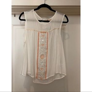 NWT Baby Doll White with Orange Design Tank Top